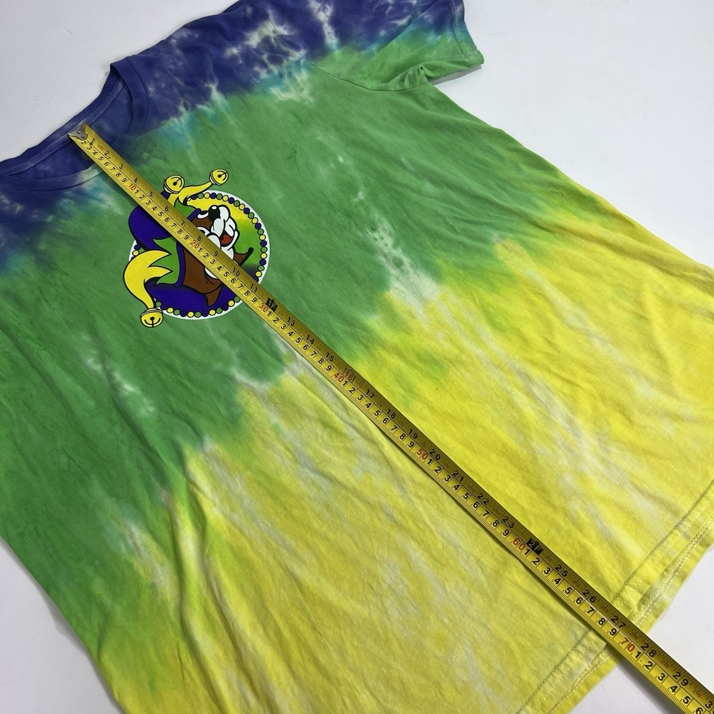 Buc-ee's Peace Love Mardi Gras T Shirt XL Tie Dye Blue Green Yellow New Orleans - Picture 11 of 12